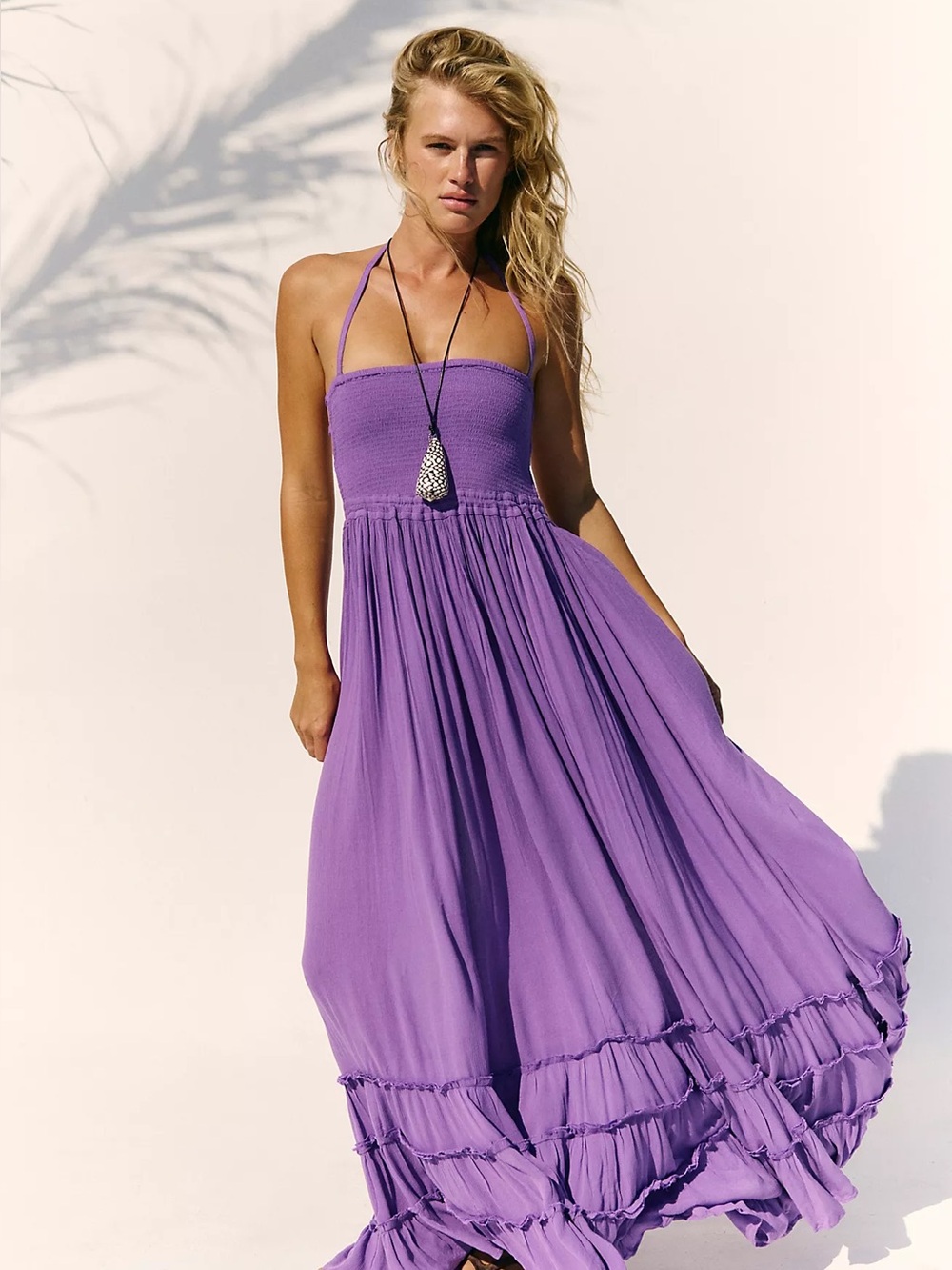 Free people Extratropical Lavender Strapless Halter Maxi Dress size xs